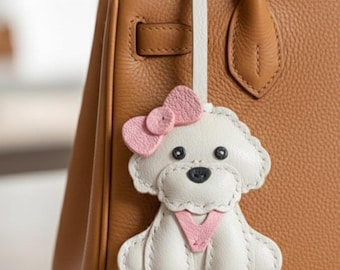 Poodle Leather Bag Charm Pattern | DIY Puppy Keychain (svg, dxf, pdf)