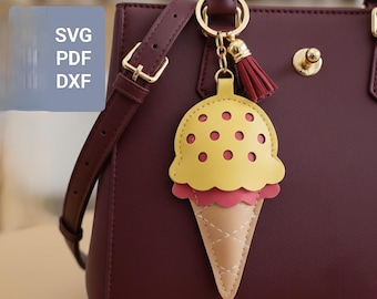 Faux Leather Ice Cream Keychain Pattern | DIY Bag Charm (SVG & PDF Digital Download)