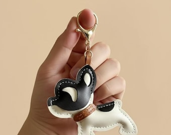 Leather French Bulldog Bag Charm Frenchie Dog Keychain for Purses • Puppy Gift for Dog Moms • Svg , Pdf ,Dfx form for cutting pattern