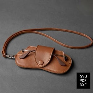 Mönster för glasögonfodral i läder | Minimalistiskt glasögonfodral, halsficka (PDF-mönster)