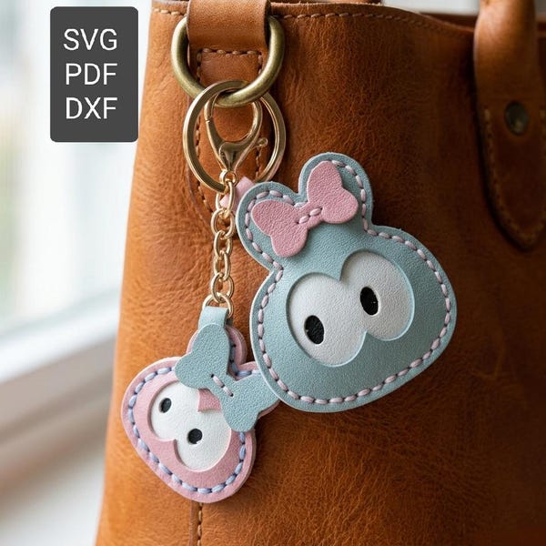 Leather Ghost Charm SVG – Bow Keychain Laser Cut Template (Digital Download)