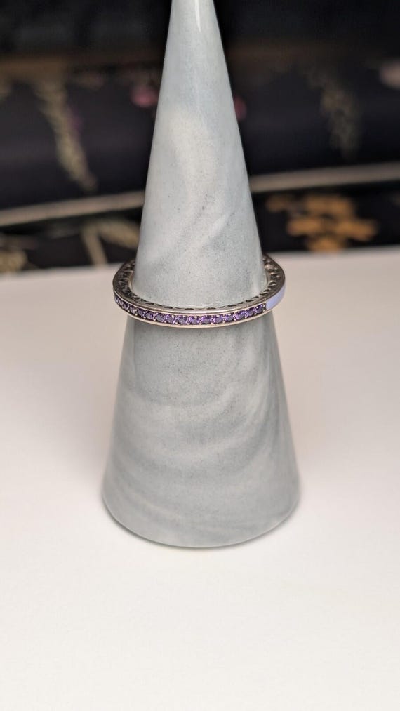 Genuine Sterling Silver Pandora Lavendar Radiant Hearts Ring | Size Q 1/2 | ALE