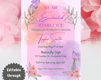 We ontmoeten je graag | Betoverende babyshowersjabloon | Bewerkbaar op canvas