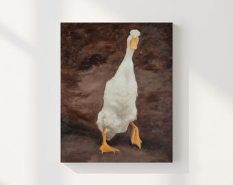 Indian Runner Duck Print on Canvas 40x50 cm / 16x20″ Bird Wall Art, Farmhouse Decor