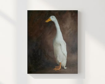 Indian Runner Duck Print on Canvas 40x50 cm / 16x20″ Bird Wall Art, Farmhouse Decor