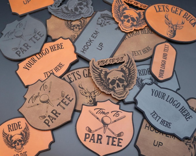 Featured listing image: DIY Hat Patch Leatherette- Patches - Deer - Skulls - Brown - Gray - Light Brown - Customized- Personalized - Fun