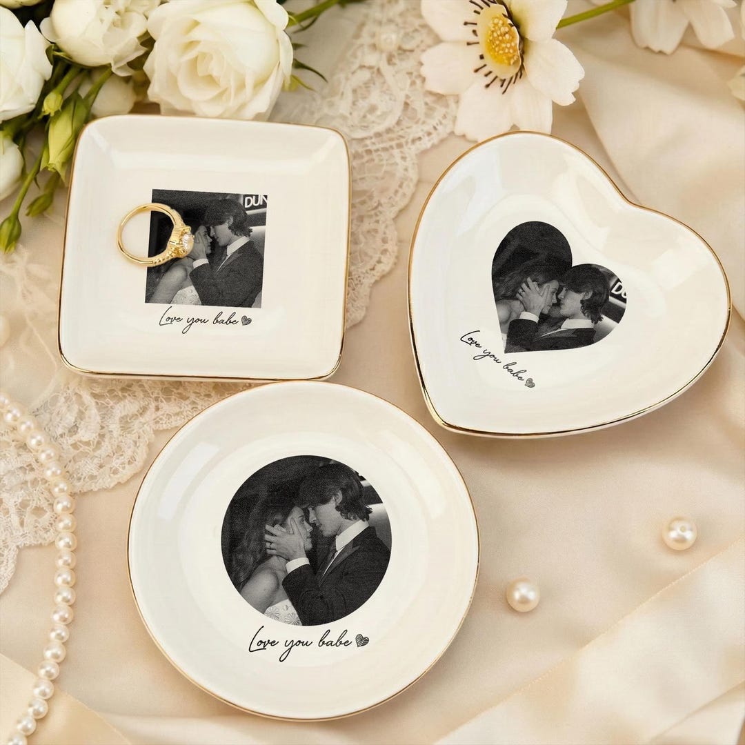 Personalized Couple Photo Ring Dish, Custom Engagement Ring Holder ...