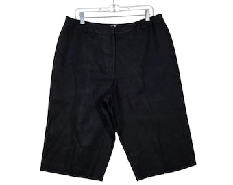 Talbots Shorts Black Irish Linen High Rise Lined Classic Petite 16P, Summer