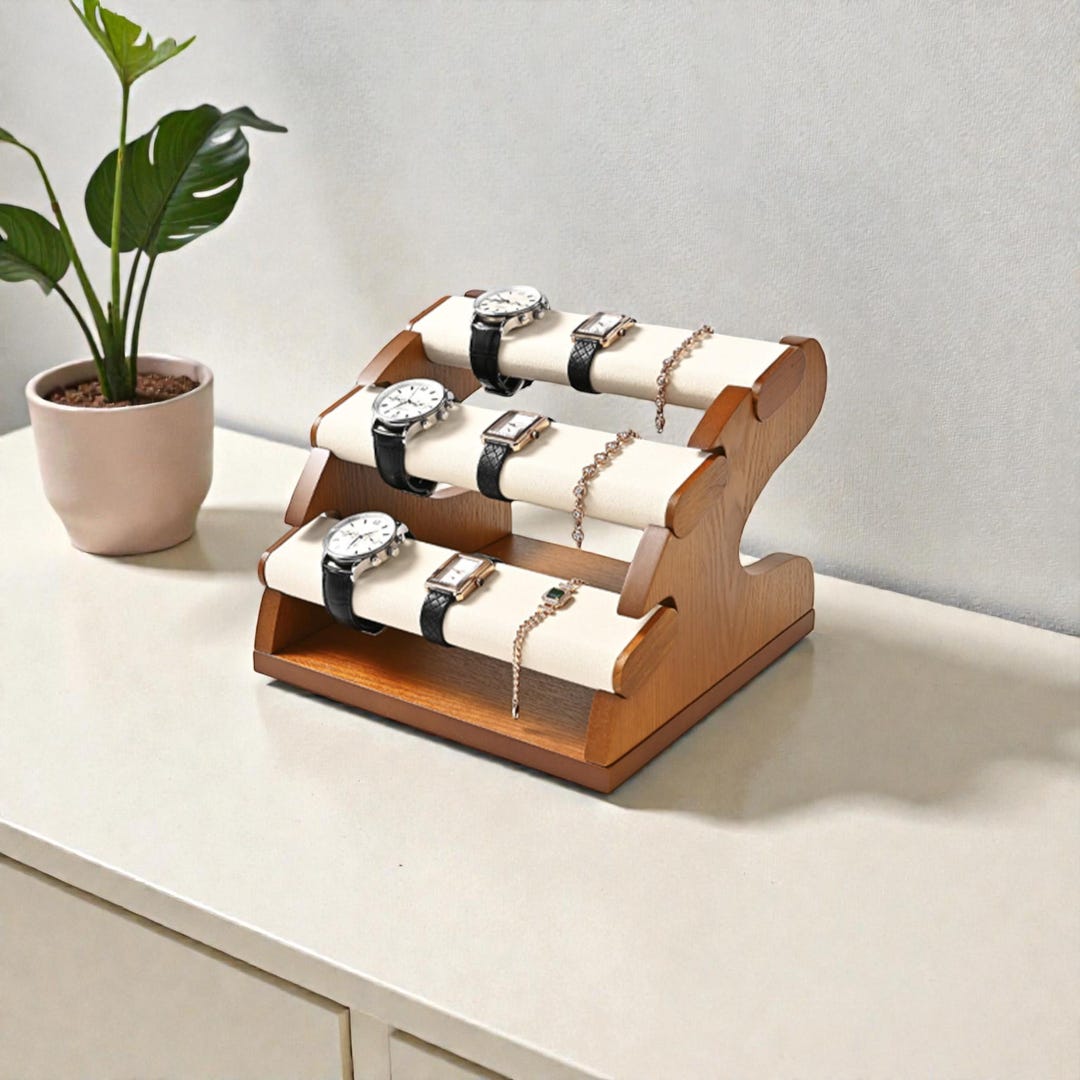 Wooden Watch Stand Jewelry Display Rack Large Capacity Organizer for ...