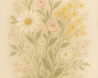 Vintage Wildflower Bouquet Poster | Floral Wall Art, Cottagecore Decor