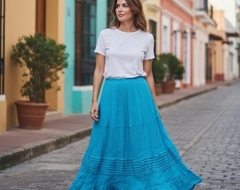 Adjustable Wrap Skirt: Bohemian Flounce Ribbon Tie, Mexican Style