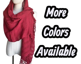 Woven Cotton Mexican Rebozo Scarf Assorted Colors Bohemian Wedding Fiesta Party Birthday Wrap