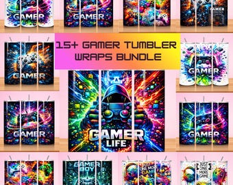 15+ Gamer Tumbler Wrap Bundle, 3D Game Controller Tumbler Wrap, 20oz Skinny Tumbler, Video Game Sublimation, Video Gaming Tumbler Wrap
