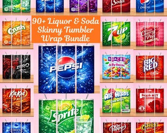 90+ Soda & Liquor Tumbler Wrap Designs: PNG Bundle (Digital Download)