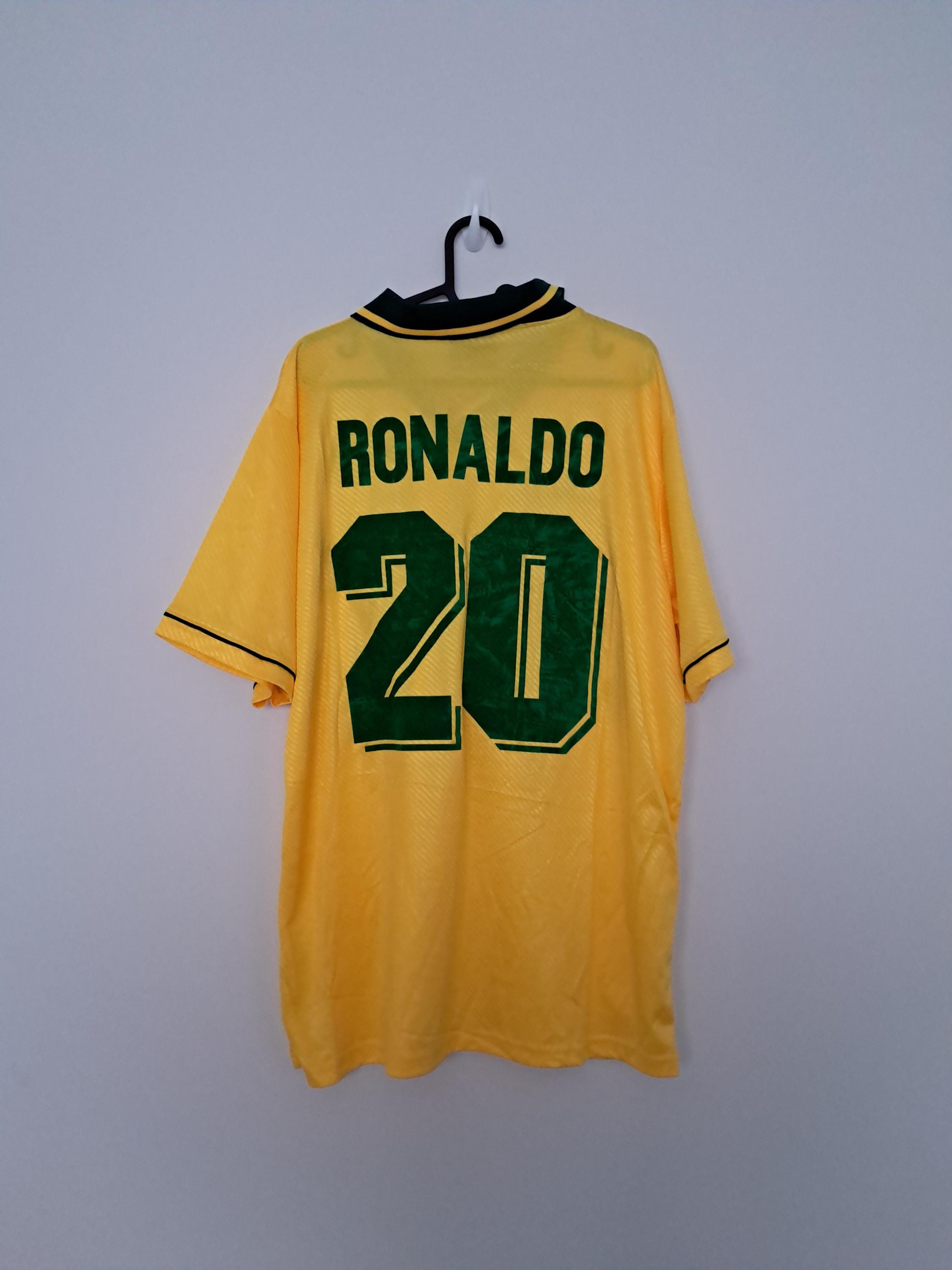 Brasil National Home Jersey Shirt 1994 World Cup No.20 Ronaldo