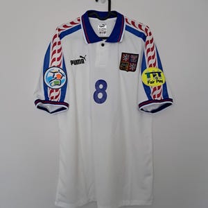 Czech Republic National Away Jersey Shirt 1996 Euro Cup No.8