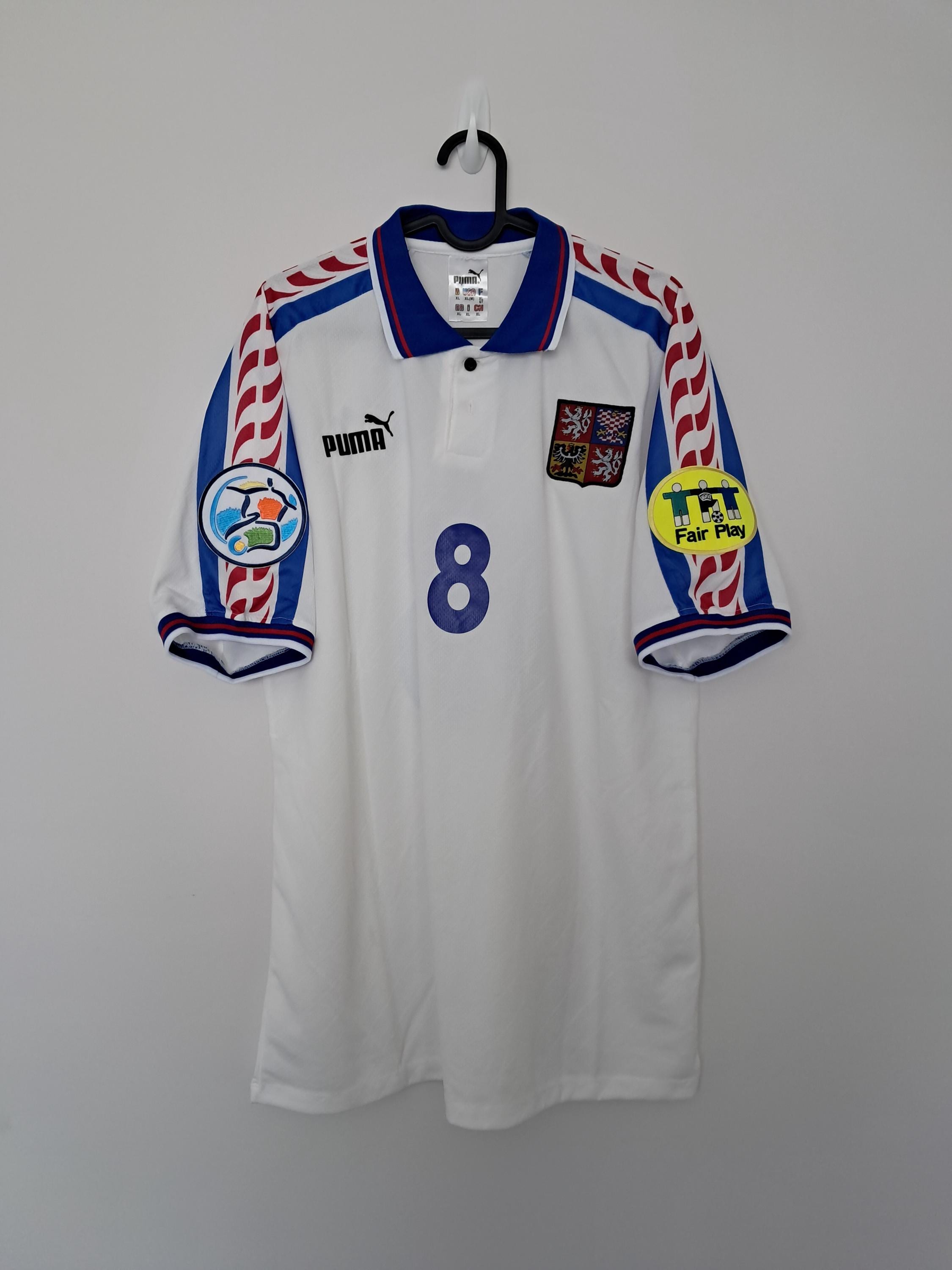 Czech Republic National Away Jersey Shirt 1996 Euro Cup No.8