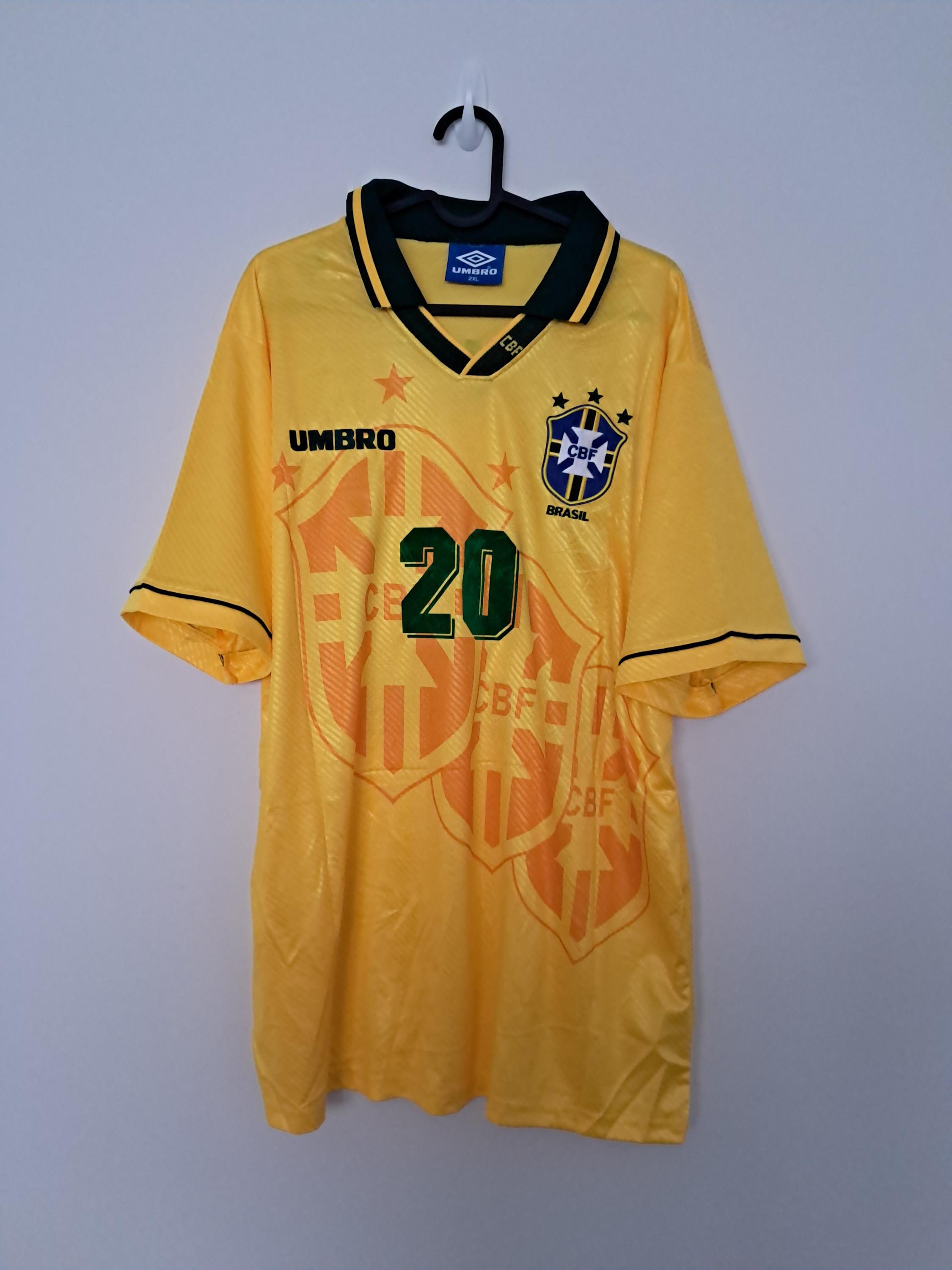 Brasil National Home Jersey Shirt 1994 World Cup No.20 Ronaldo