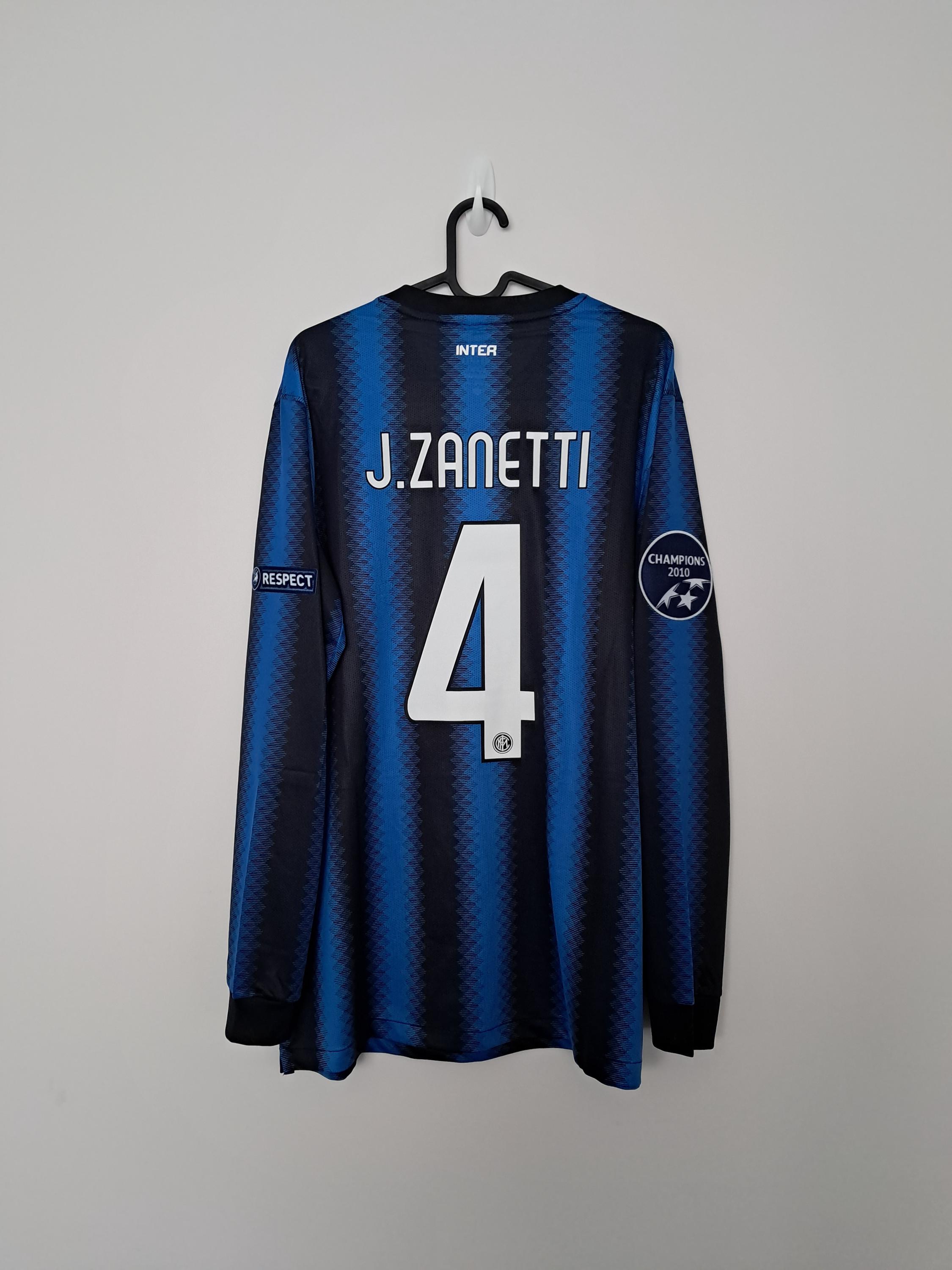 Inter Milan Home Jersey 10/11 Full Sleeves No.4 Zanetti Size 2XL