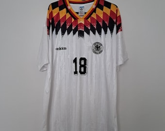 Germany National Home Jersey Shirt 1994 World Cup No.18 Klinsmann