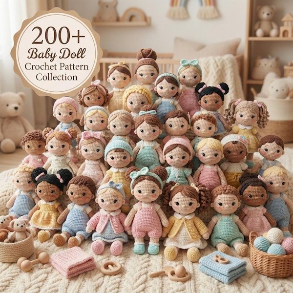 ベビードール編みぐるみかぎ針編みパターン200点セット｜ぬいぐるみ｜PDFデジタルダウンロード