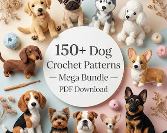 Más de 150 patrones de amigurumi de perros a crochet / Juguetes de peluche para perros / Descarga digital en PDF