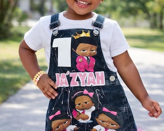 Black Girl Boss Birthday Outfit, Personalized Birthday Shirt, Denim Skirt Set, Custom Birthday Outfit for Girls, Black Princess Birthday