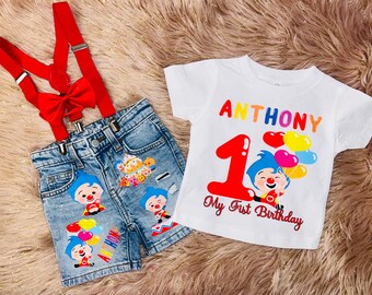 Personalized Plim Plim First Birthday Outfit | Circus Theme Set