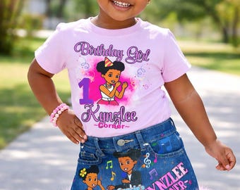 Personalized Gracie’s Corner Birthday Outfit Set - Denim Skirt & Custom Name Shirt
