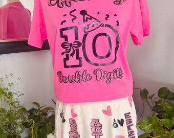 Officially Double Digits Birthday Outfit – Girls 10th Birthday Shirt & Skirt Set