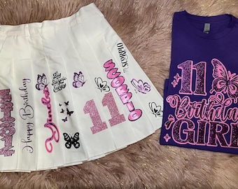 Personalized Birthday Outfit – Butterfly Shirt & Skirt Set
