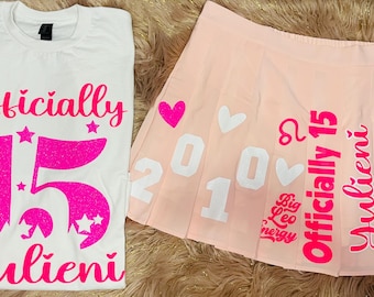 Officially 15 Birthday Outfit – Personalized Birthday Skirt Set
