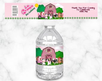 Water Bottle Stickers | Farm Theme Party | Kids Birthday Decorations | 8oz & 16oz Bottle Labels