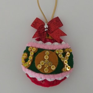 Handmade Bucilla Felt and Sequin JOY Ornament 3 &quot;x 3 &quot;