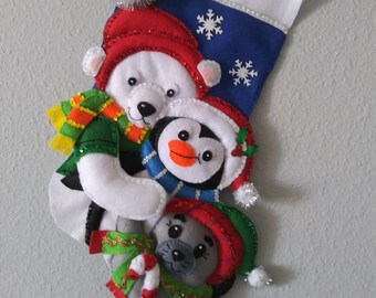 Finished Design Works  Stocking WINTER BUDDIES  18 inches UNIQUE