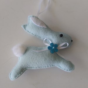 Handmade Felt MINT GREEN BUNNY  Ornament 4&quot;h x 4&quot;w