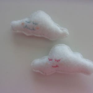 Set of 2 Handmade Felt CLOUD  Magnets  2 1/4&quot;h x 4 1/2&quot;w