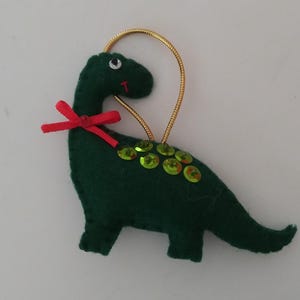Handmade Felt and Sequin BROWN DINOSAUR Ornament 3 1/2&quot;hx 3 1/2&quot;w