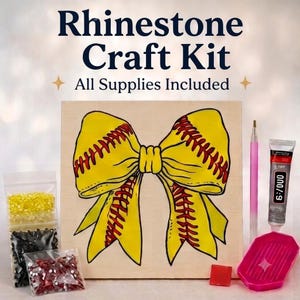 Bedazzle Craft Kit – Softball Bow Design – Sports Gem Craft Board