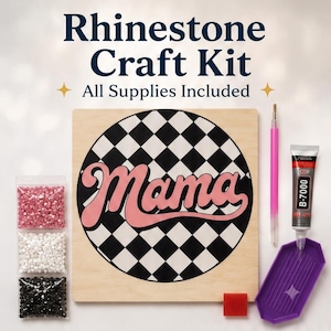 Bedazzle Canvas Kit – Mama Checkered Design – Sparkle Gem Craft Board