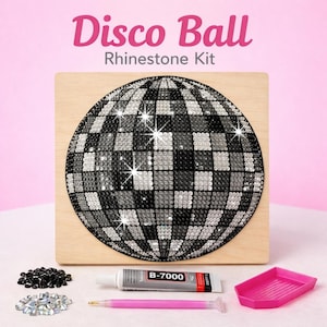 Bedazzle Canvas Kit – Disco Ball Design – Retro Sparkle Gem Craft Board