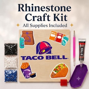 Bedazzle Canvas Kit – Taco Bell Design – Fun Fast Food Gem Craft Board