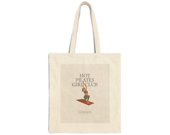 Hot Pilates Girl Club Tote Bag: Trendy Cotton Canvas Gym Bag