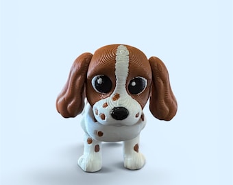 Juguete antiestrés articulado de Springer Spaniel, miniatura de animal impresa en 3D de PLA.