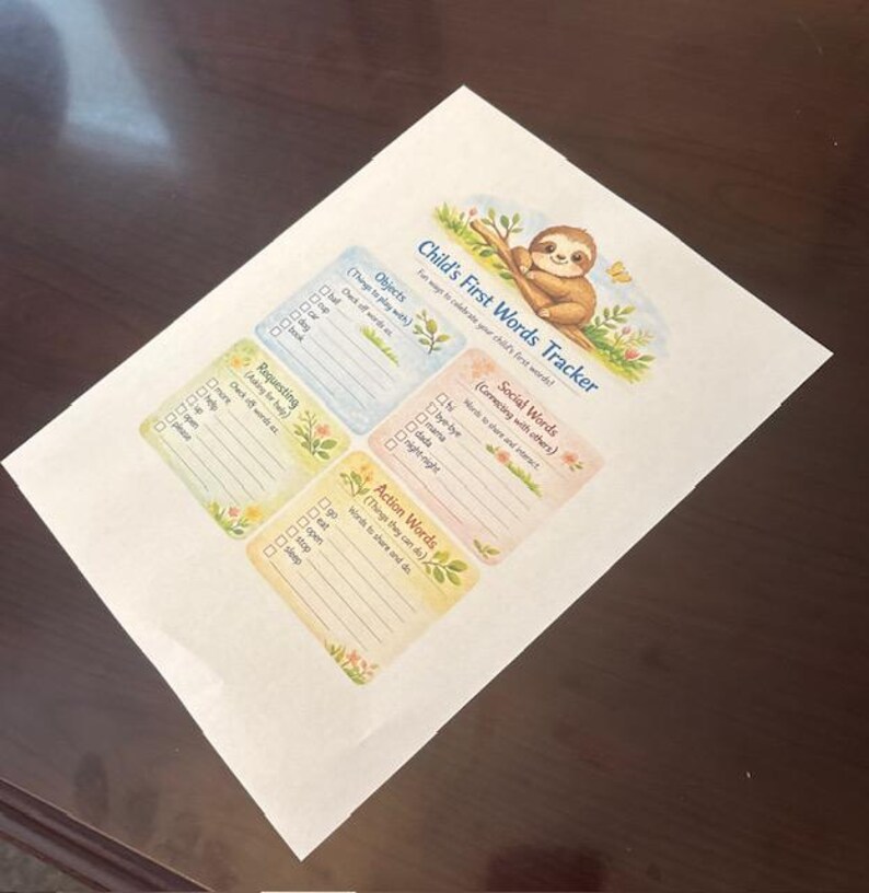 Child's First Words Tracker | Printable Speech Therapy Resource for ...