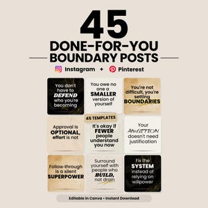 Boundary Quote Templates for Canva | 45 Instagram Pinterest Posts | Digital Download