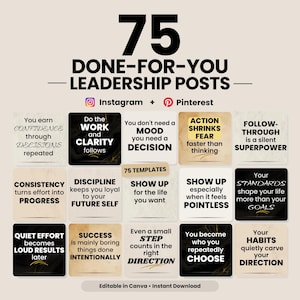 Leadership Quote Templates for Canva | 75 Instagram Pinterest Posts | Digital Download