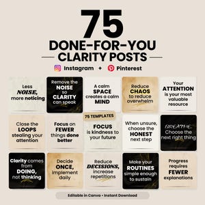 Klarheit Zitat Vorlagen für Canva | 75 Instagram Pinterest Beiträge | Digitaler Download