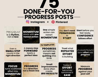 Progress Quote Templates for Canva | 75 Instagram Pinterest Posts | Digital Download