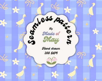 Easter Duck Seamless Pattern | Ducks, Bows, Daisies (Digital Download)